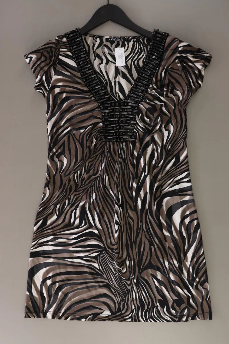 Vivance Kurzarmkleid Gr. 36 mit Tierdruck braun aus Polyester