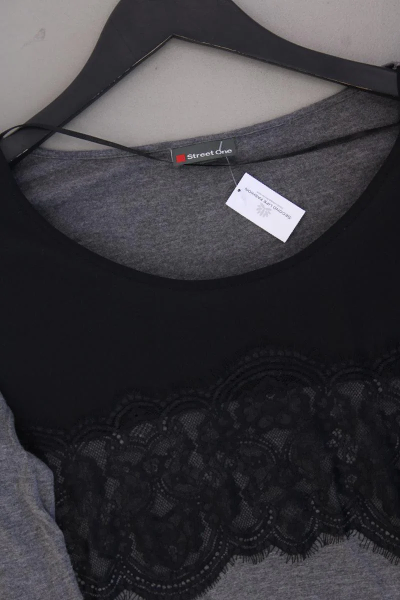 Street One Shirt mit Spitze Gr. 36 Kurzarm grau - Image 2