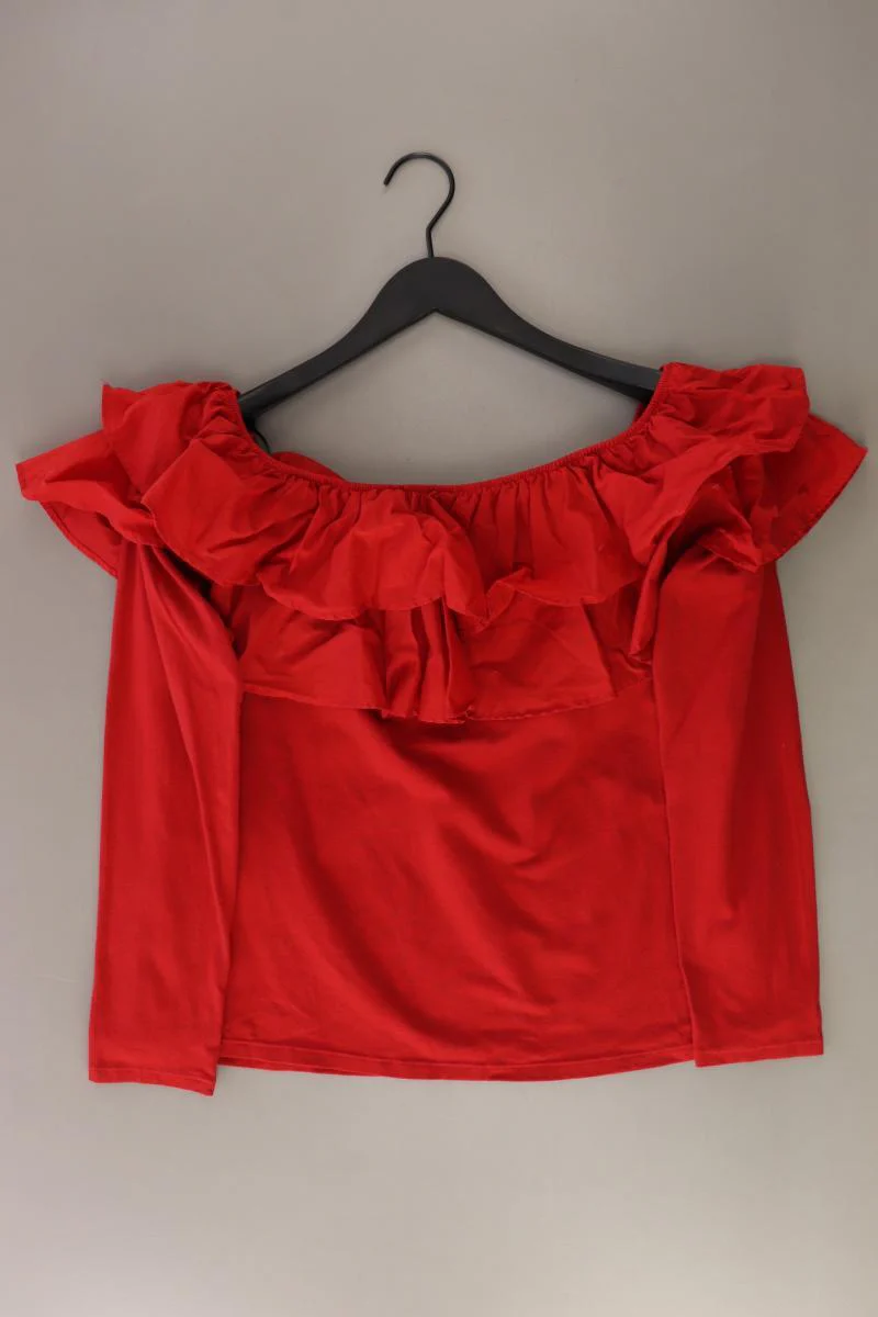 H&M Carmen Shirt Gr. XL Langarm mit Carmen-Ausschnitt rot aus Baumwolle