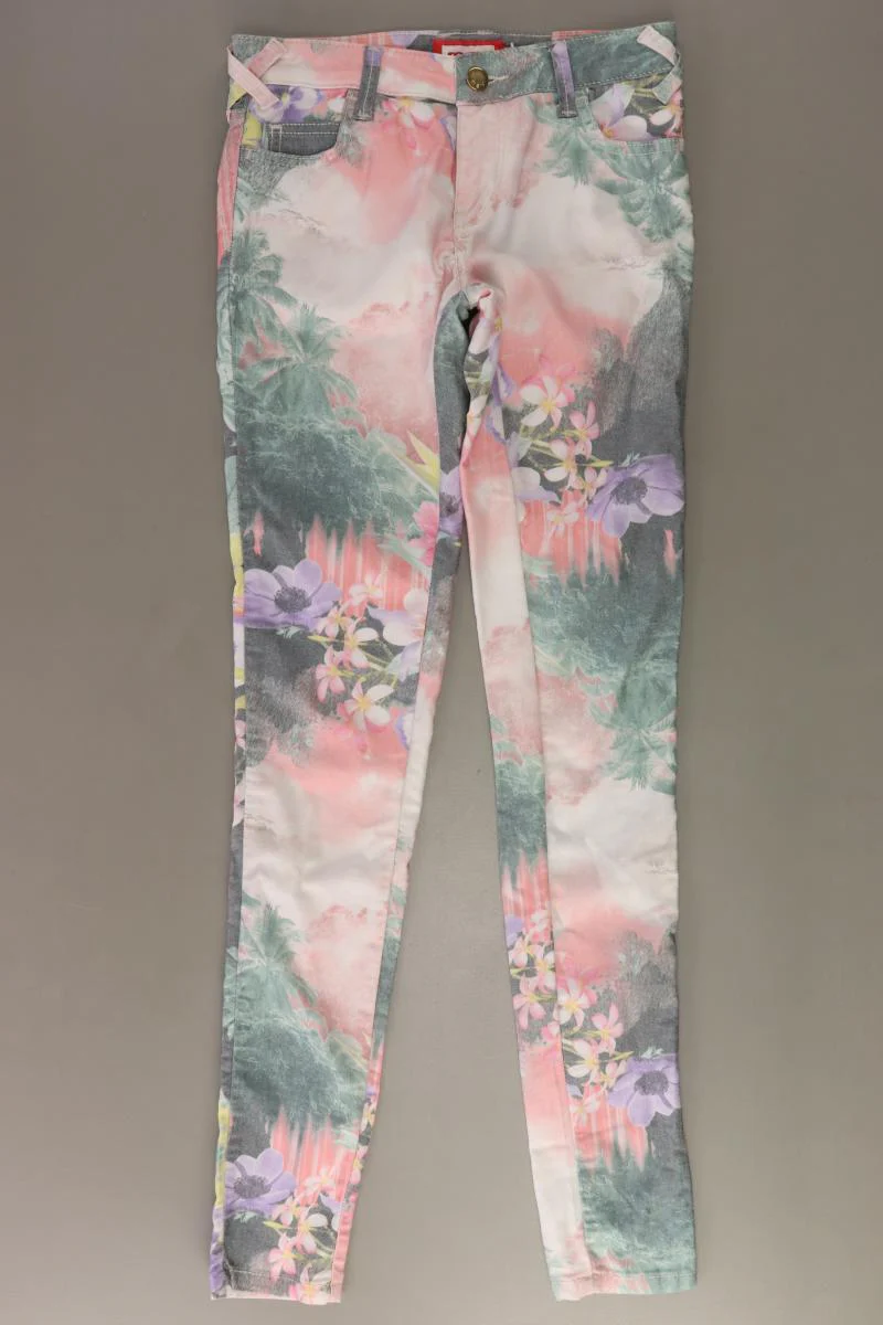 Met Jeans Five-Pocket-Hose Gr. W25 mit Blumenmuster mehrfarbig