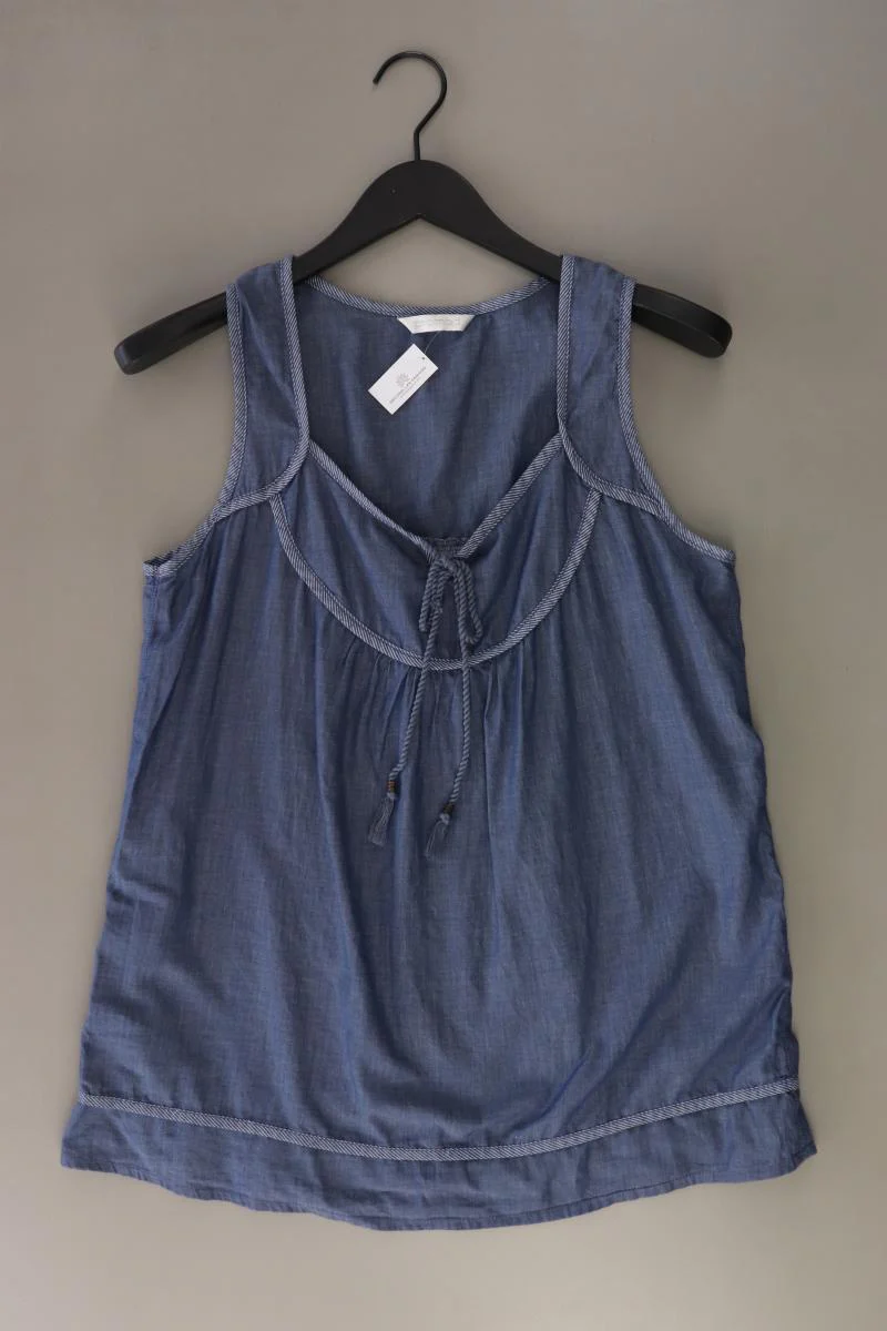Promod Bluse Gr. 38 Ärmellos blau aus Baumwolle