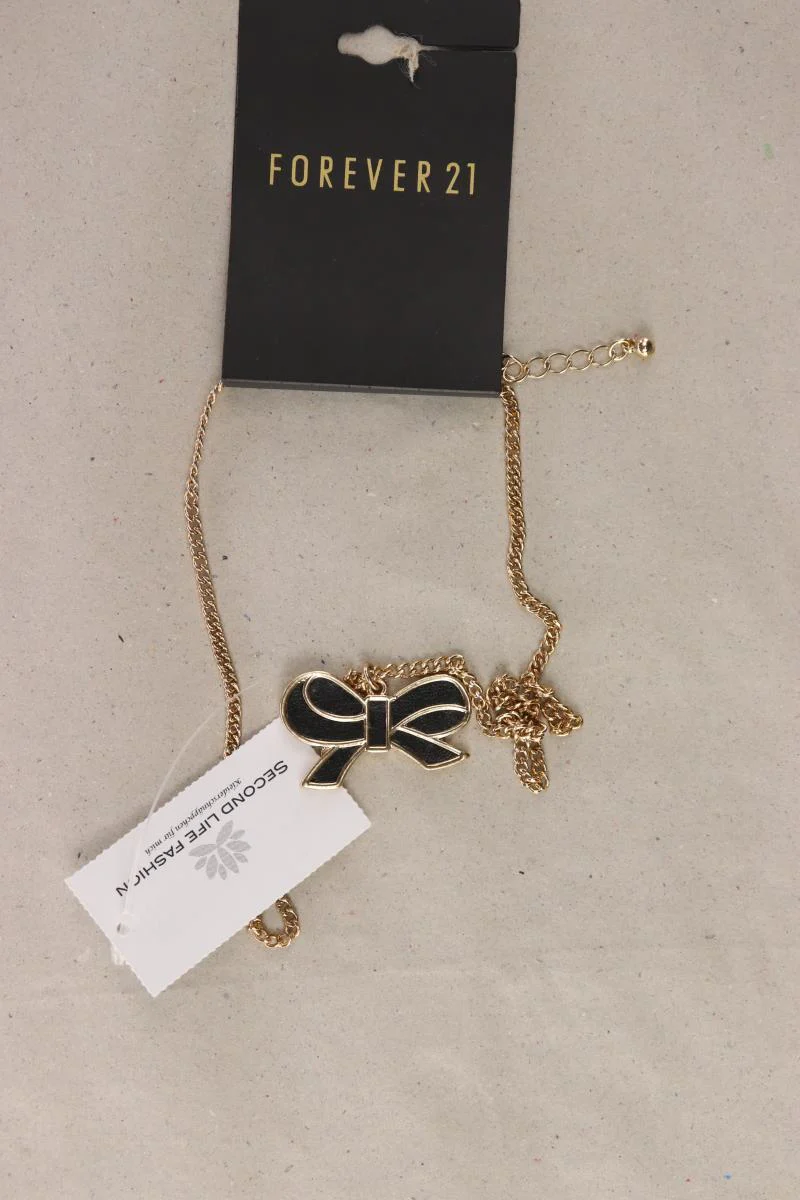 forever 21 Halskette mit Schleifenanhänger neu mit Etikett gold - Image 2