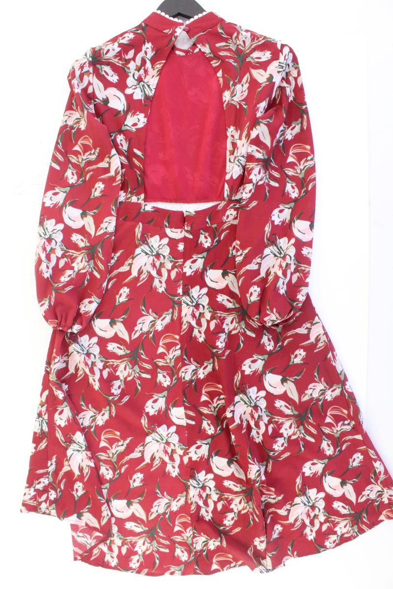 BOOHOO Langarmkleid Gr. 38 mit Blumenmuster neuwertig rot aus Polyester - Image 2