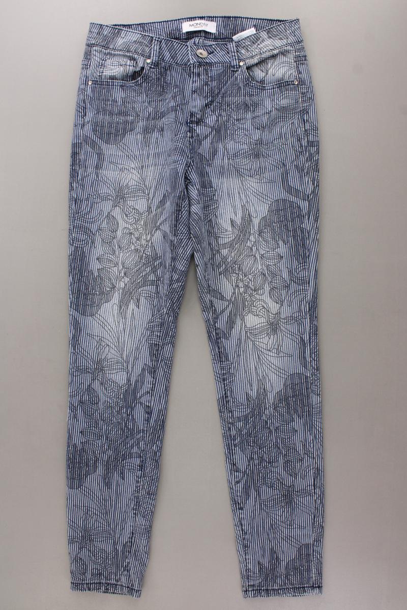 Monday Straight Jeans Gr. 38 gestreift blau aus Baumwolle