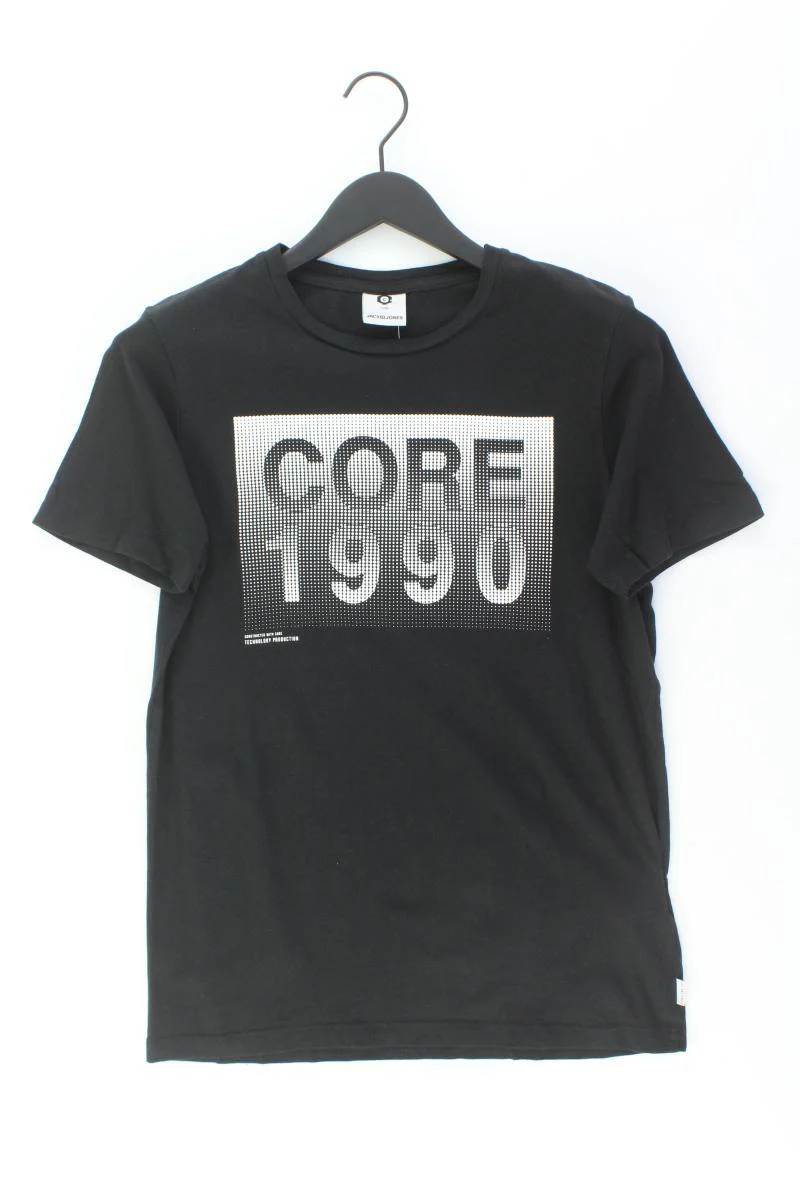 Jack & Jones Printshirt für Herren Gr. S Kurzarm schwarz aus Baumwolle