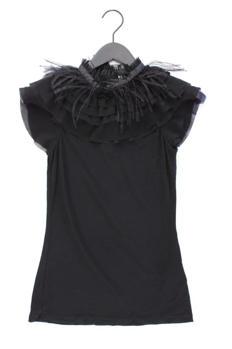 Vila Shirt mit Federkragen Gr. XS Kurzarm schwarz aus Viskose