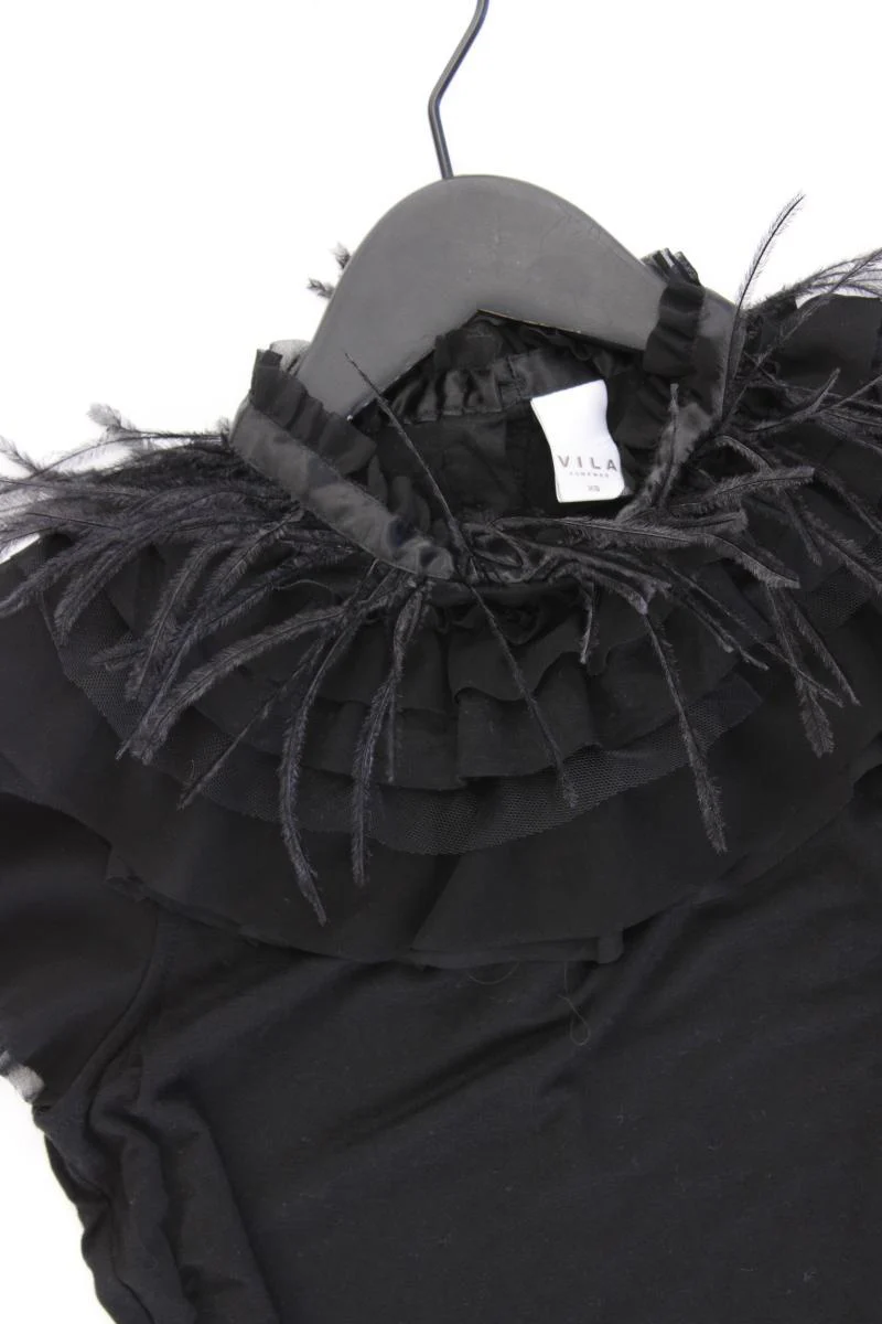 Vila Shirt mit Federkragen Gr. XS Kurzarm schwarz aus Viskose - Image 2