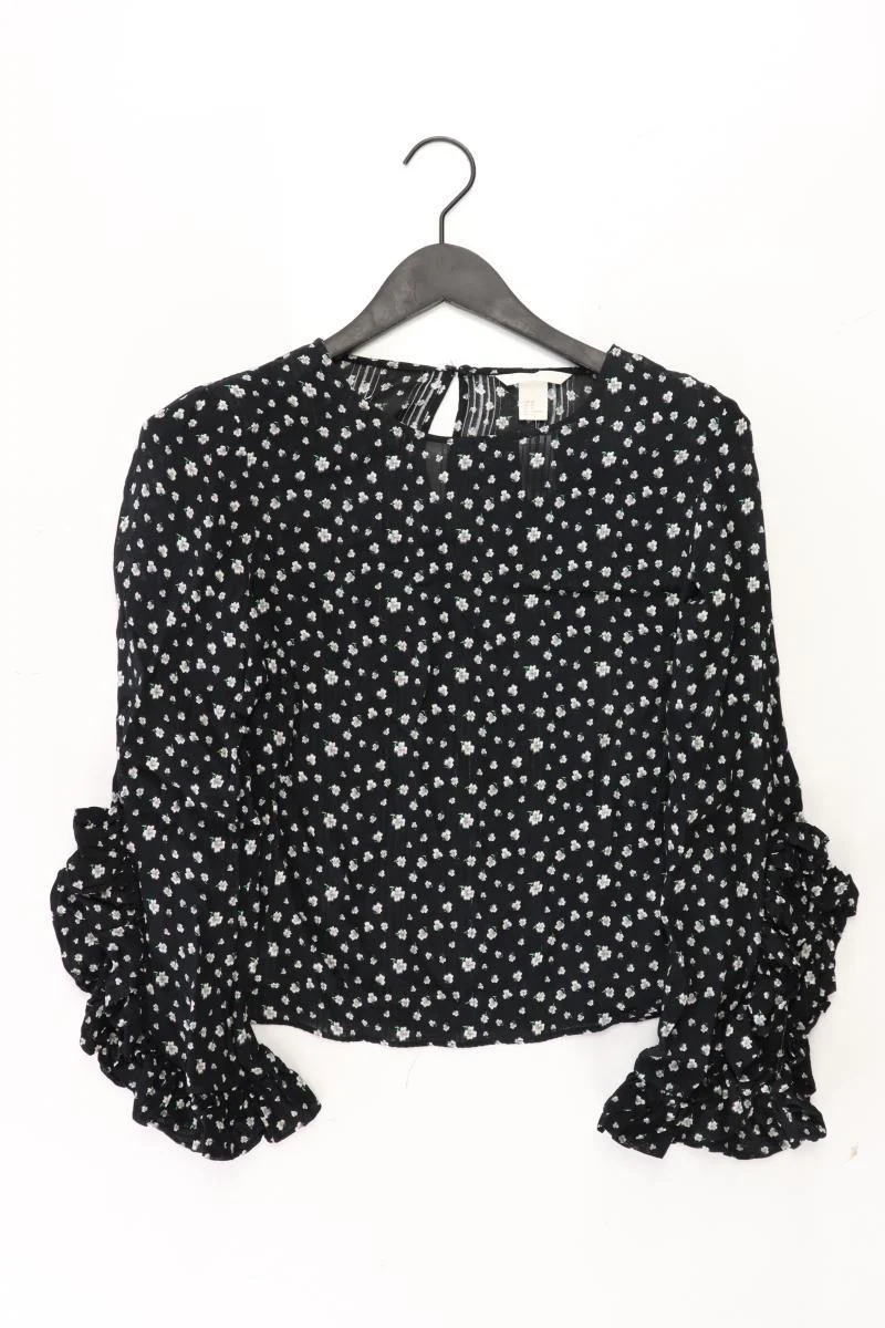 H&M Bluse Gr. 36 mit Blumenmuster Langarm schwarz aus Polyester