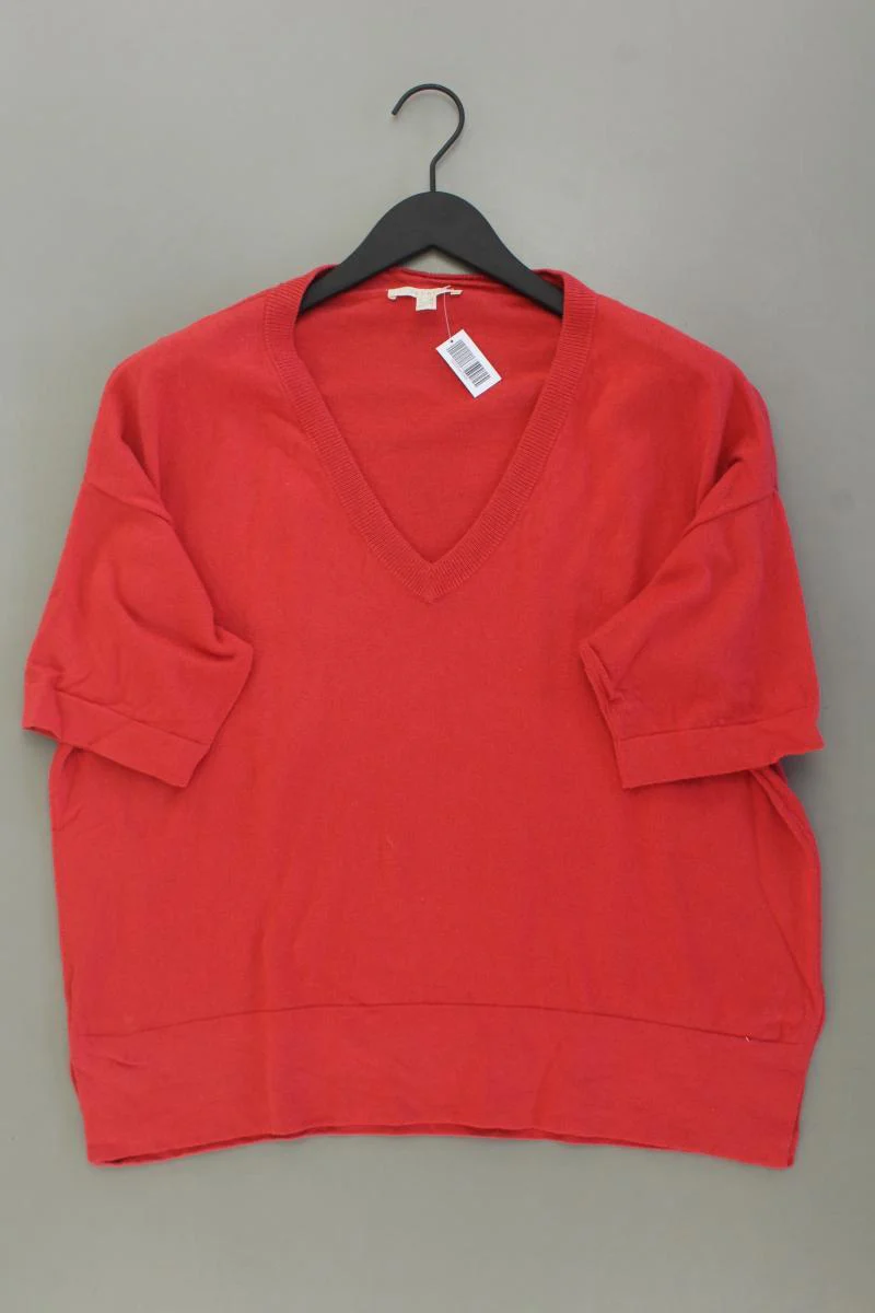 Esprit Oversize Strickshirt mit Kaschmir Gr. XS Kurzarm rot aus Baumwolle