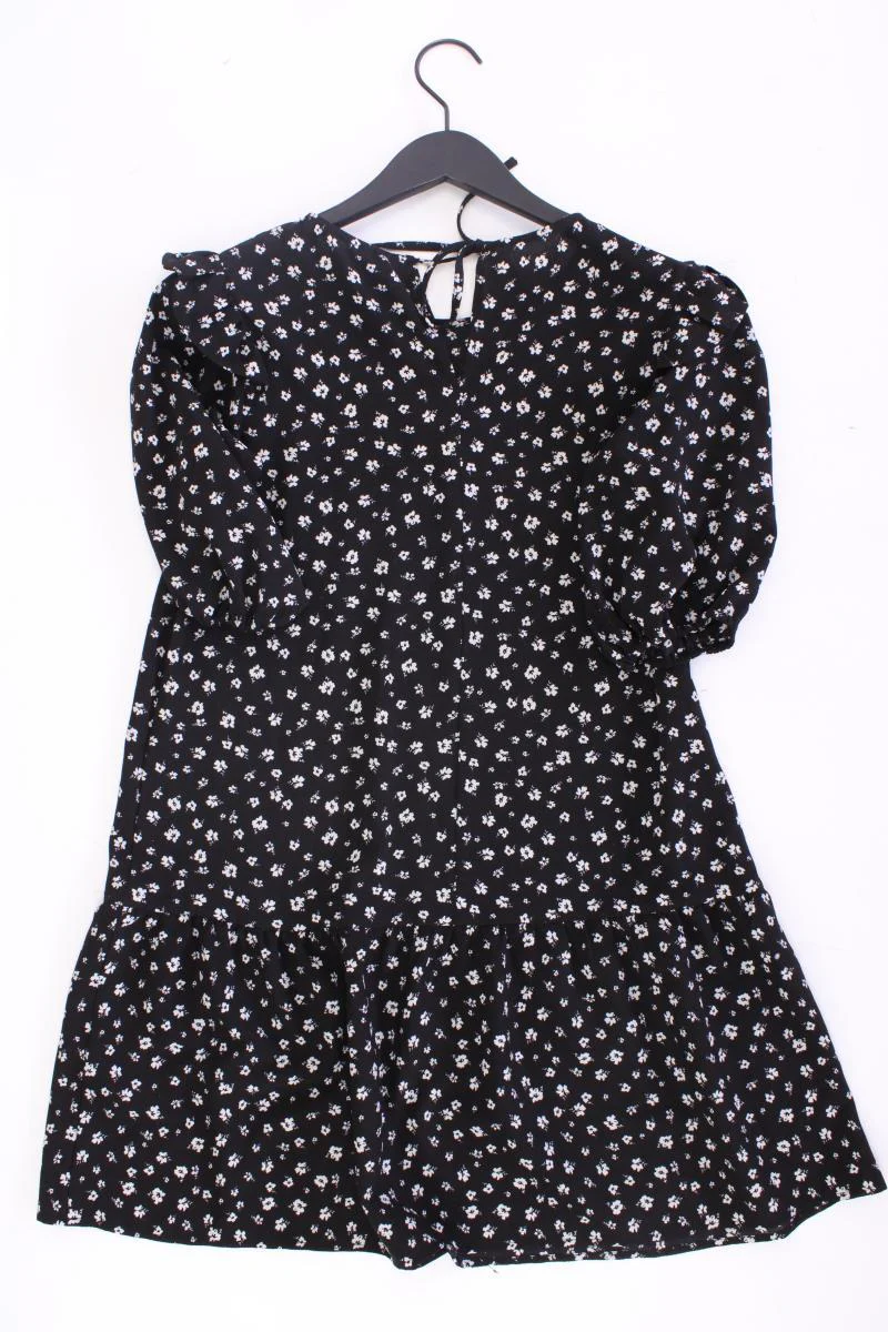 H&M Kleid Gr. S mit Blumenmuster 3/4 Ärmel schwarz aus Polyester - Image 3