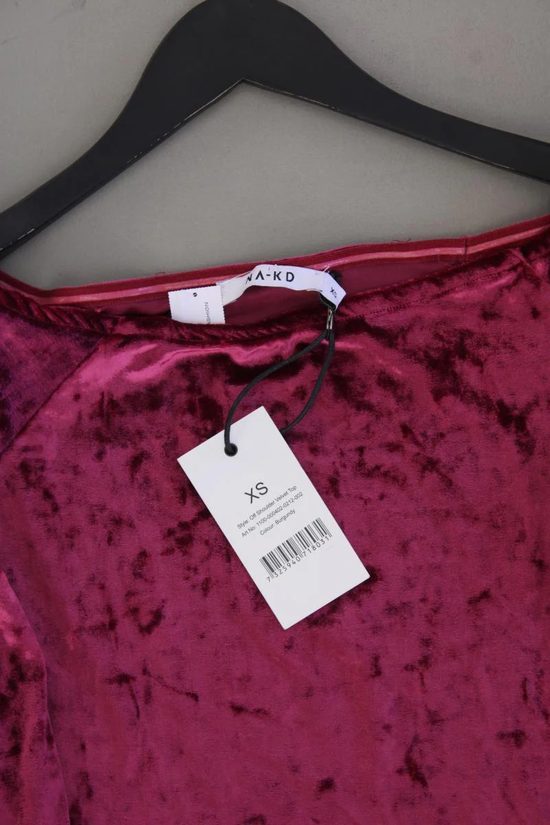 NA-KD Off Shoulder Velvet Top Gr. XS neu mit Etikett 3/4 Ärmel lila - Image 2