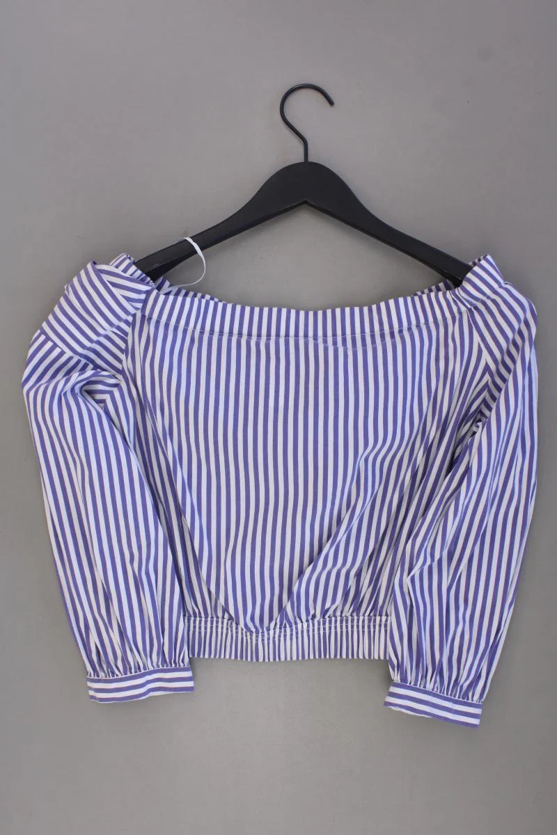 Zara Regular Bluse Gr. M gestreift 3/4 Ärmel mit Carmen-Ausschnitt blau - Image 3