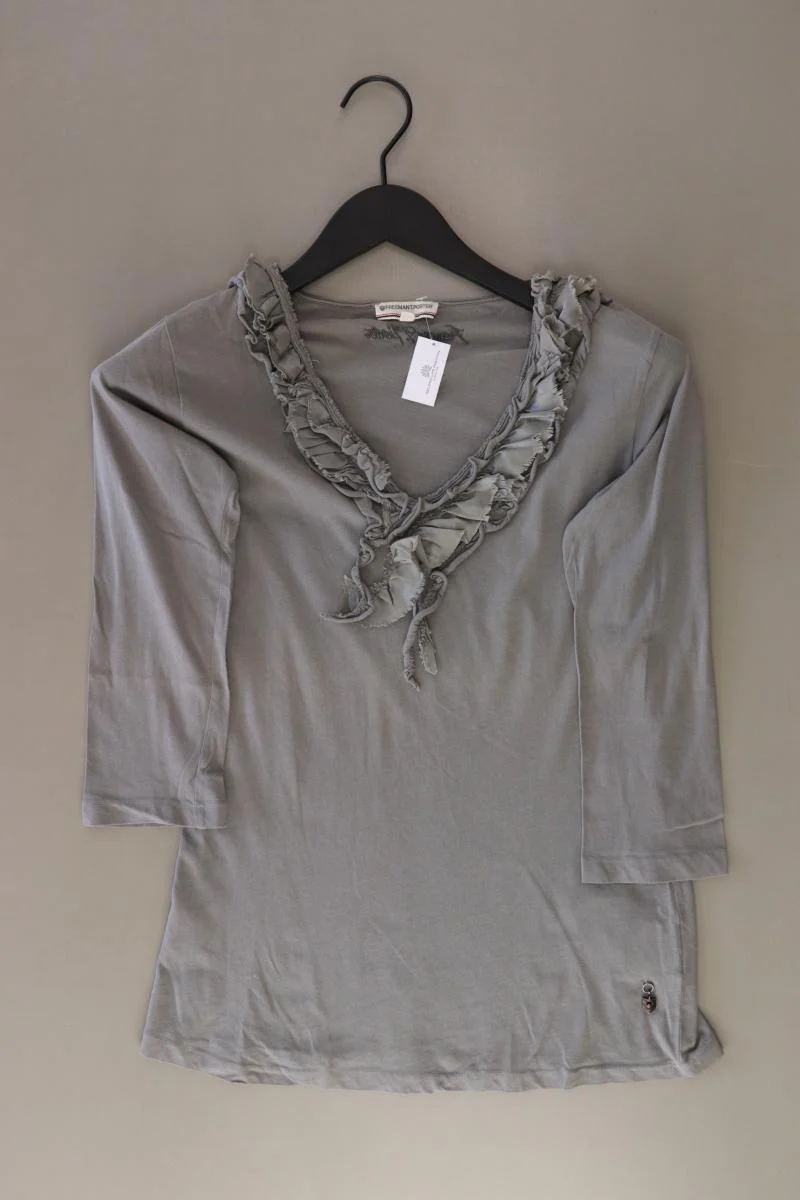 Freeman T. Porter Shirt mit V-Ausschnitt Gr. S 3/4 Ärmel grau aus Baumwolle