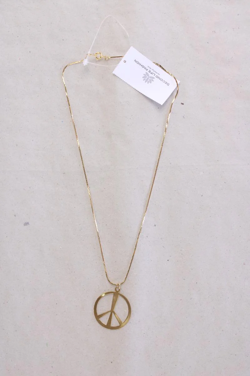 Halskette mit Peace Anhänger gold