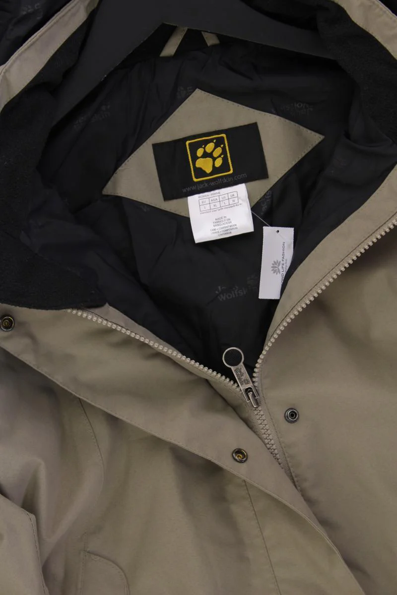 Jack Wolfskin Kapuzenmantel schlammfarben Gr. L grau aus Polyester - Image 2