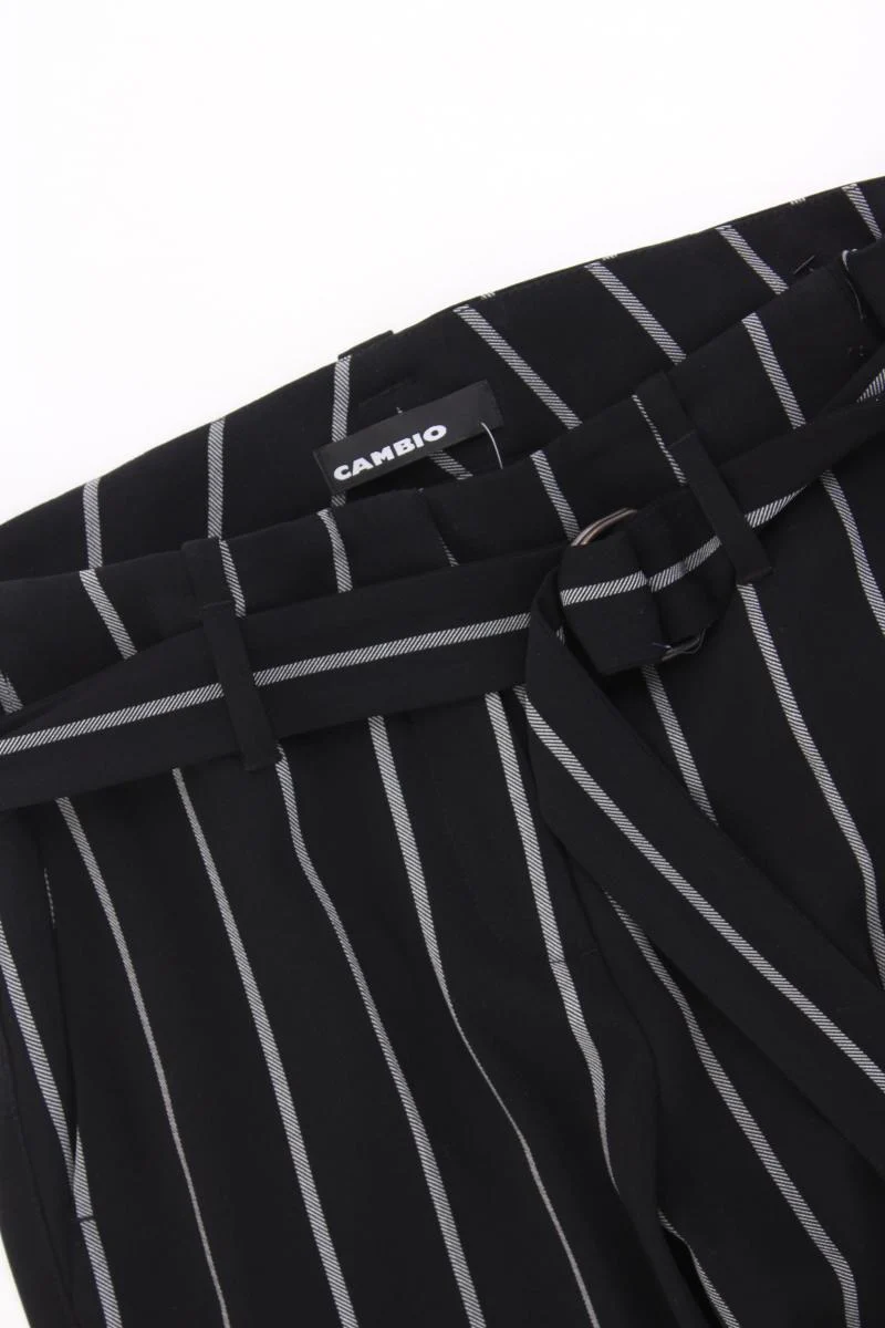 Cambio Hose Gr. 34 gestreift Modell Kaia mit Gürtel schwarz aus Polyester - Image 2