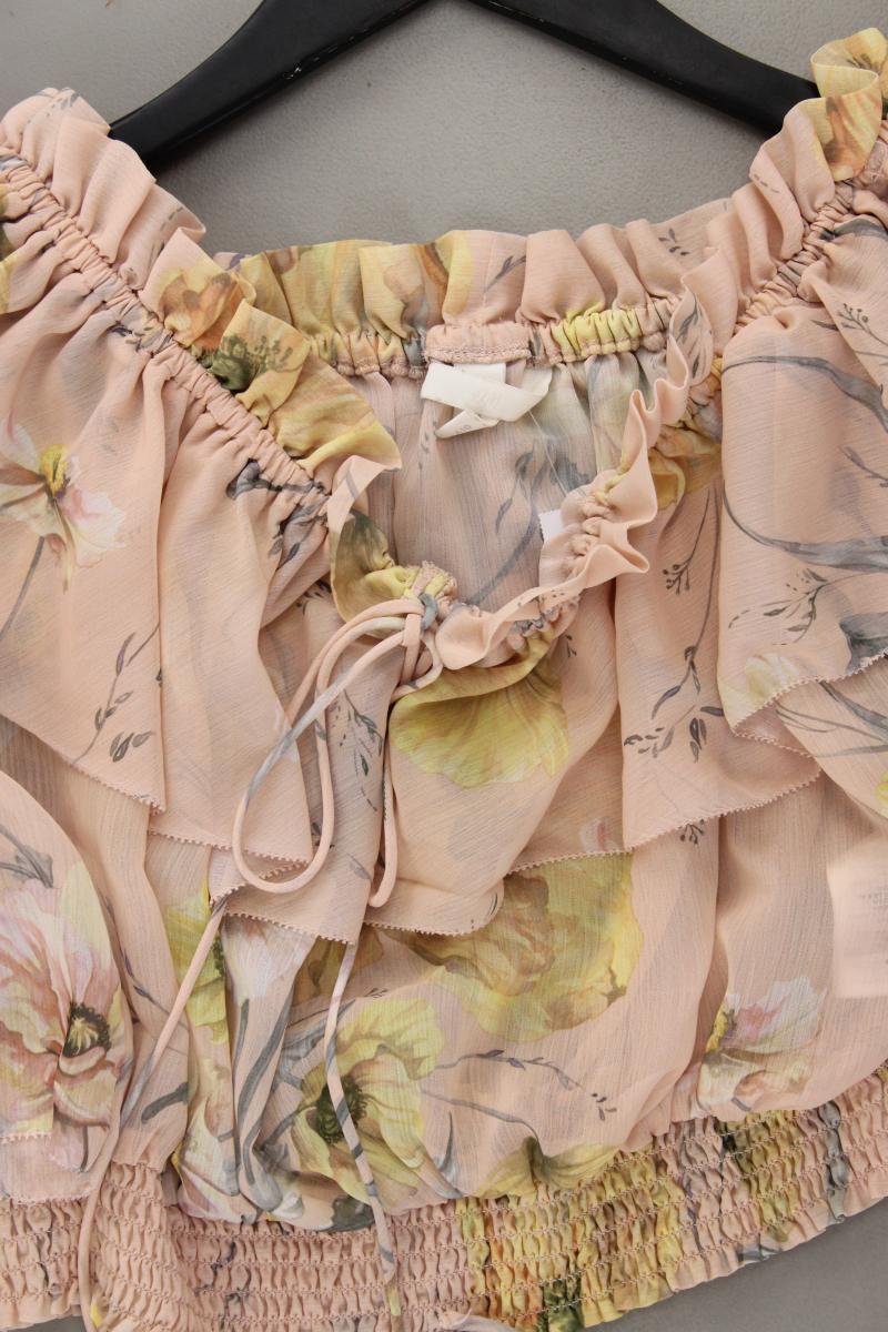 H&M Crop Bluse Gr. 42 mit Blumenmuster 3/4 Ärmel mit Carmen-Ausschnitt rosa - Image 2