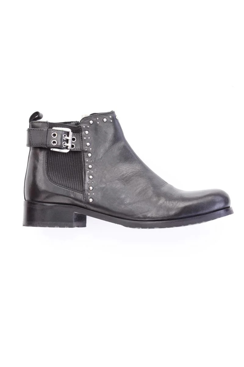 sheego Stiefeletten Gr. 40 mit Nieten schwarz aus Leder