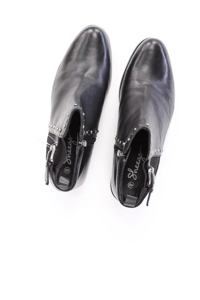 sheego Stiefeletten Gr. 40 mit Nieten schwarz aus Leder - Image 3