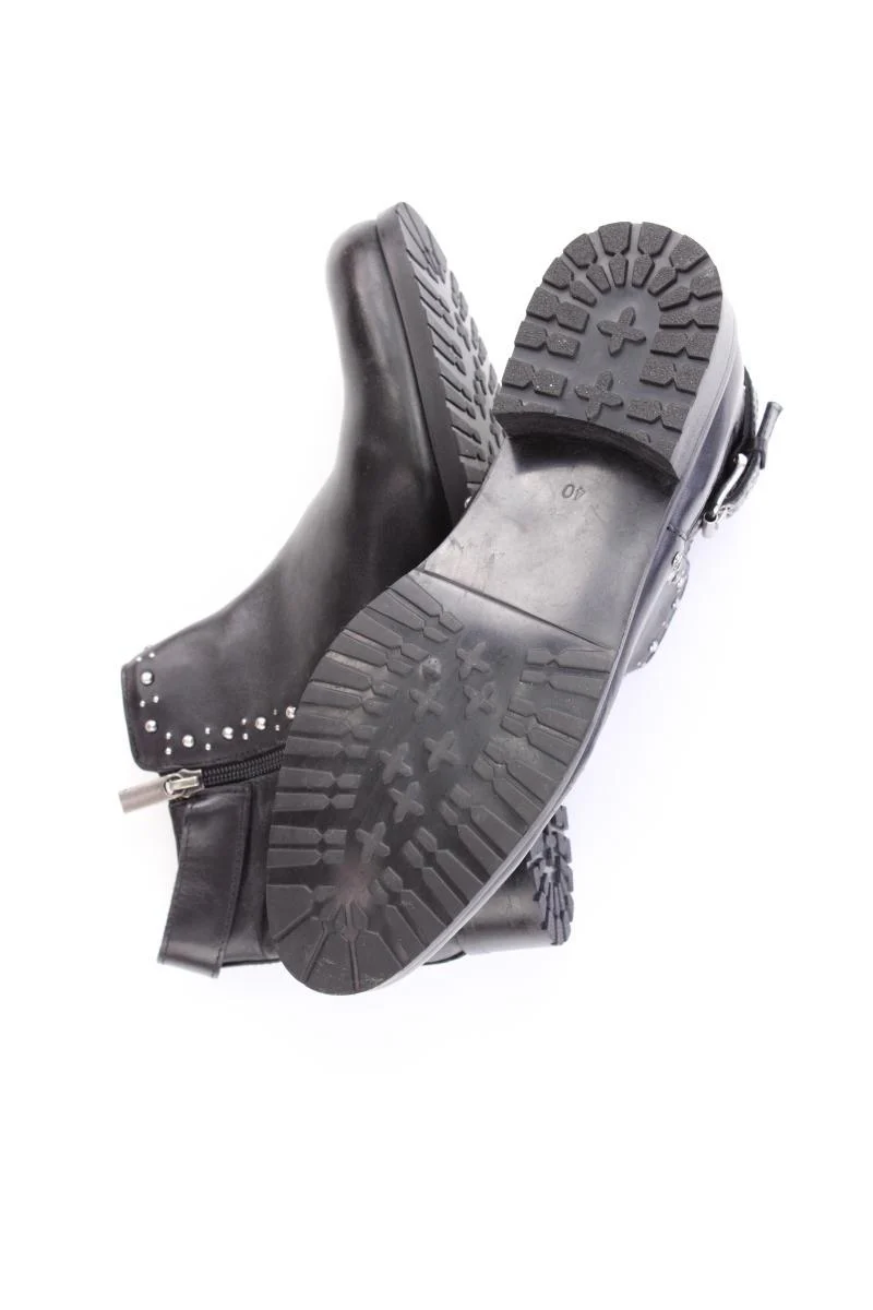 sheego Stiefeletten Gr. 40 mit Nieten schwarz aus Leder - Image 4