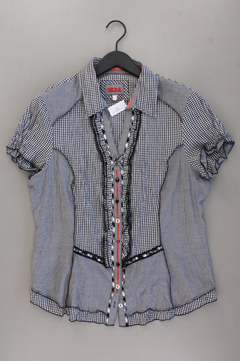 Biba Karobluse Gr. 42 kariert Kurzarm schwarz aus Baumwolle