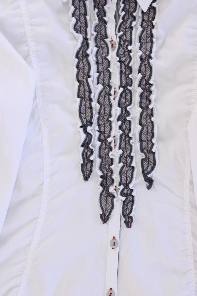 Biba Rüschenbluse Gr. 40 Langarm weiß aus Baumwolle - Image 3