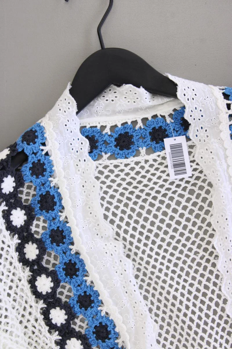 Häkel Cardigan Gr. OneSize Langarm weiß aus Baumwolle - Image 2