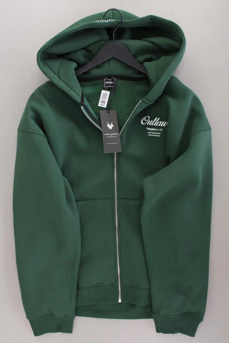 Sweatjacke für Herren Gr. L neu mit Etikett Langarm grün aus Baumwolle