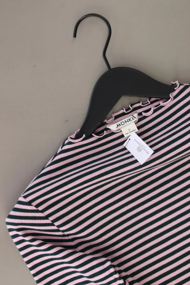 Monki Ringelshirt Gr. L gestreift Langarm lila aus Baumwolle - Image 2