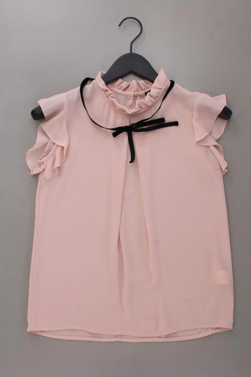Sienna Rüschenbluse Gr. 34 neuwertig Kurzarm rosa aus Polyester