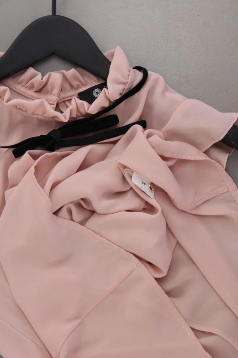 Sienna Rüschenbluse Gr. 34 neuwertig Kurzarm rosa aus Polyester - Image 3