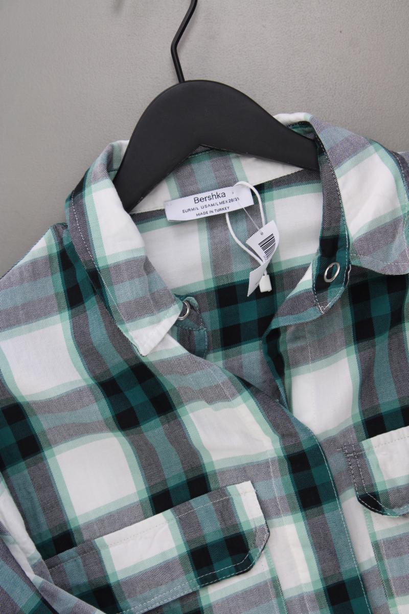Bershka Karobluse Gr. M/L kariert Langarm grün aus Baumwolle - Image 2