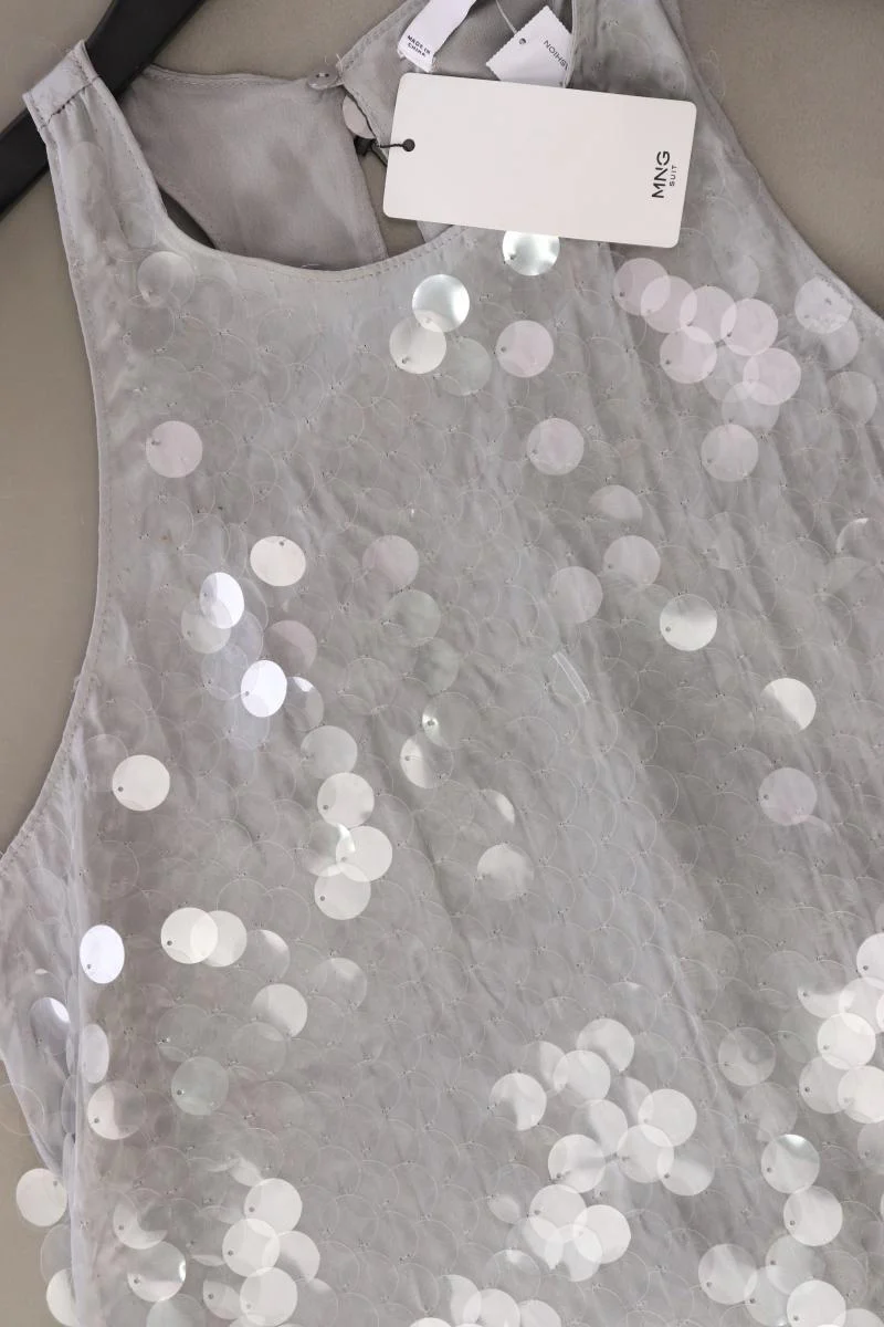 Mango Abendkleid Gr. M neu mit Etikett Ärmellos mit Pailletten grau - Image 4