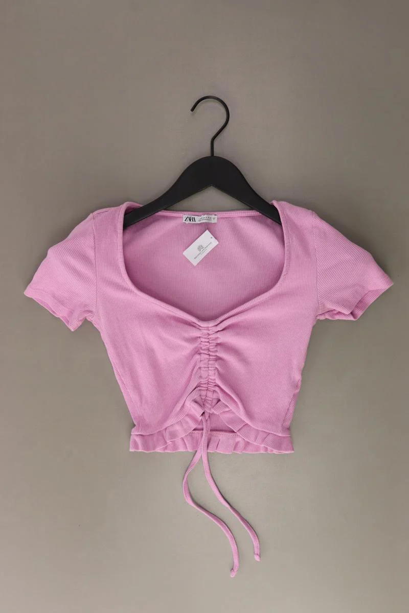 Zara Cropped Shirt Gr. S Kurzarm rosa aus Baumwolle