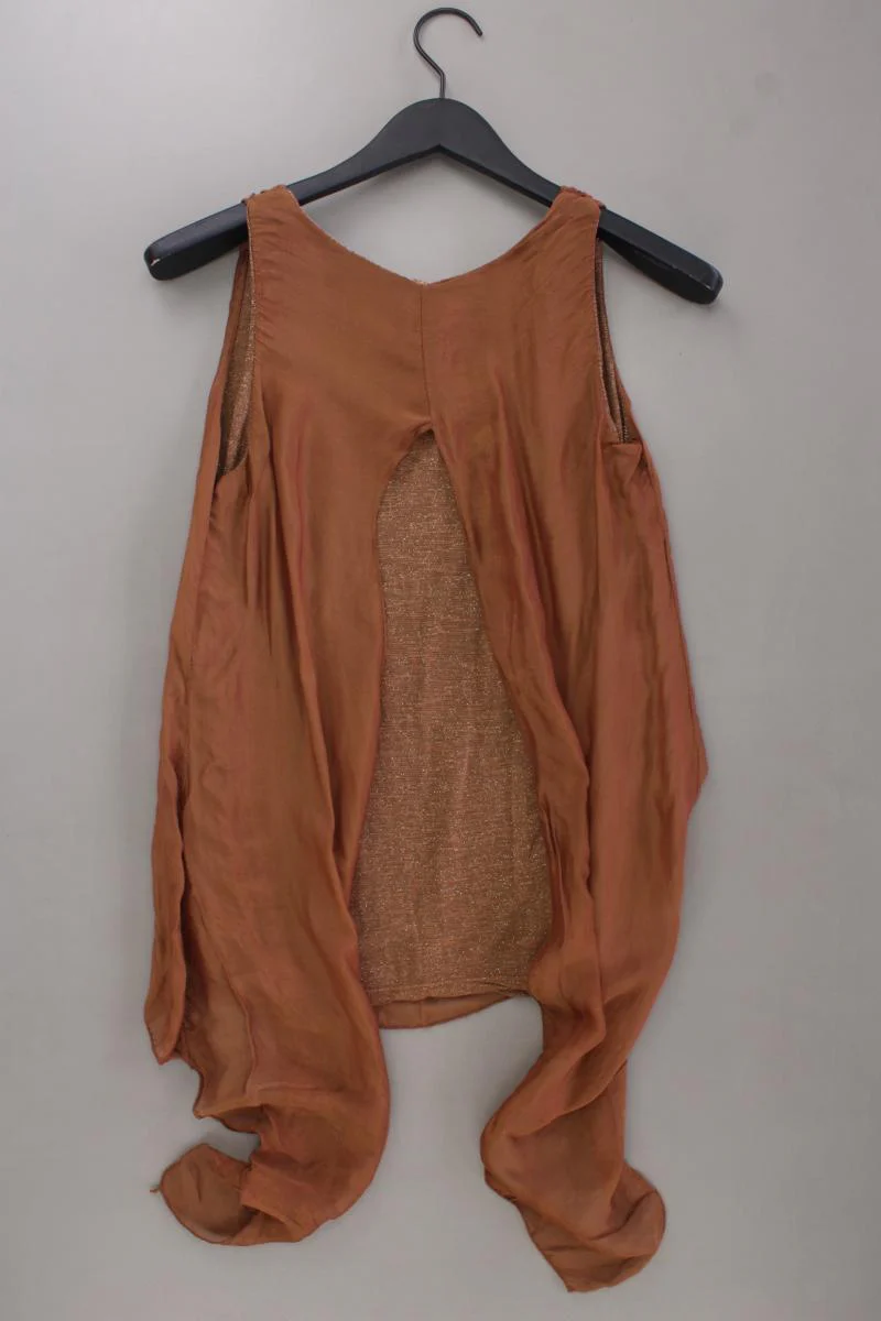 Made in Italy Bluse Gr. S neu mit Etikett Ärmellos mit Glitzer braun - Image 4