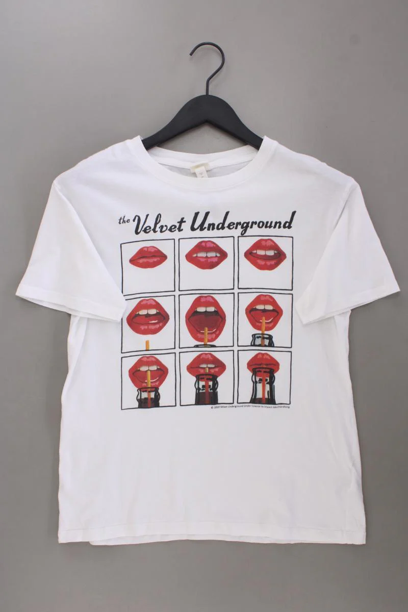 H&M L.O.G.G Printshirt für Herren Gr. S Kurzarm weiß aus Baumwolle