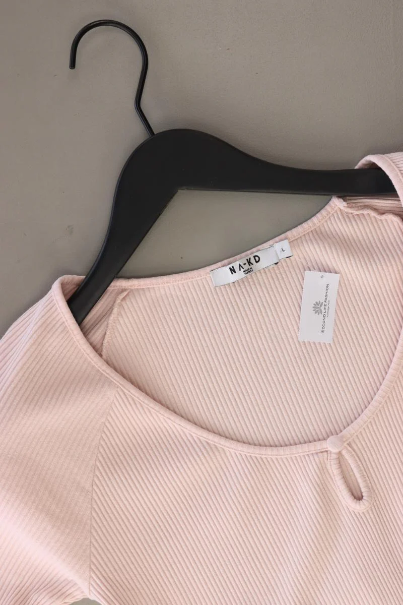 NA-KD Cropped Shirt Gr. L Kurzarm rosa aus Baumwolle - Image 3