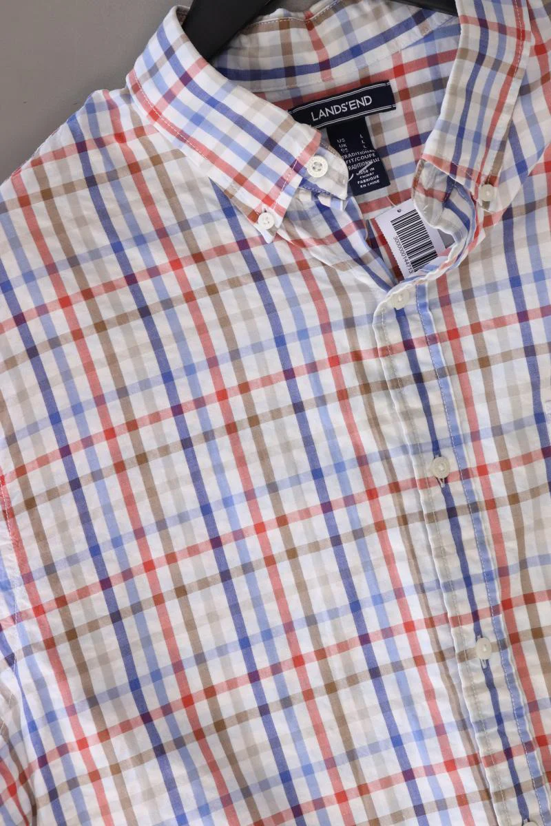 Lands' End Karohemd für Herren Gr. L kariert Kurzarm blau aus Baumwolle - Image 4