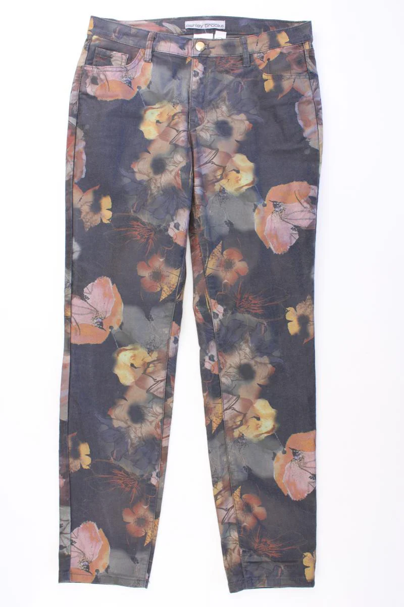 Ashley Brooke Five-Pocket-Hose Gr. 40 mit Blumenmuster mehrfarbig aus Baumwolle