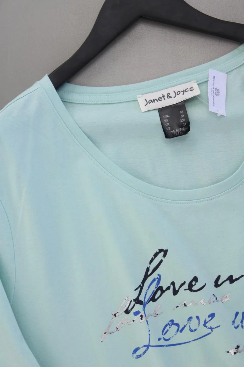 Janet & Joyce Printshirt Gr. 56 neuwertig Kurzarm blau aus Baumwolle - Image 2