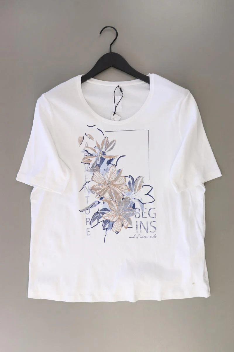 olsen Printshirt Gr. 48 neu mit Etikett Kurzarm weiß aus Baumwolle