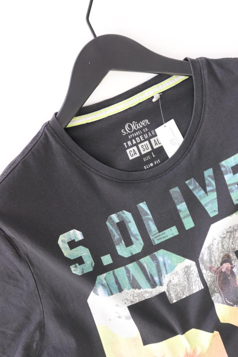 s.Oliver Printshirt für Herren Gr. L Kurzarm grau aus Baumwolle - Image 3