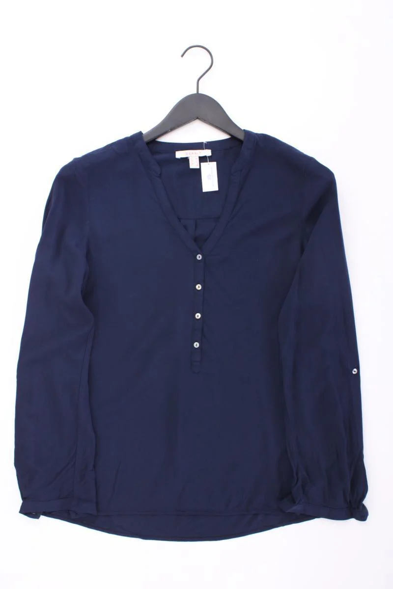 Esprit Langarmbluse Gr. 38 blau aus Viskose