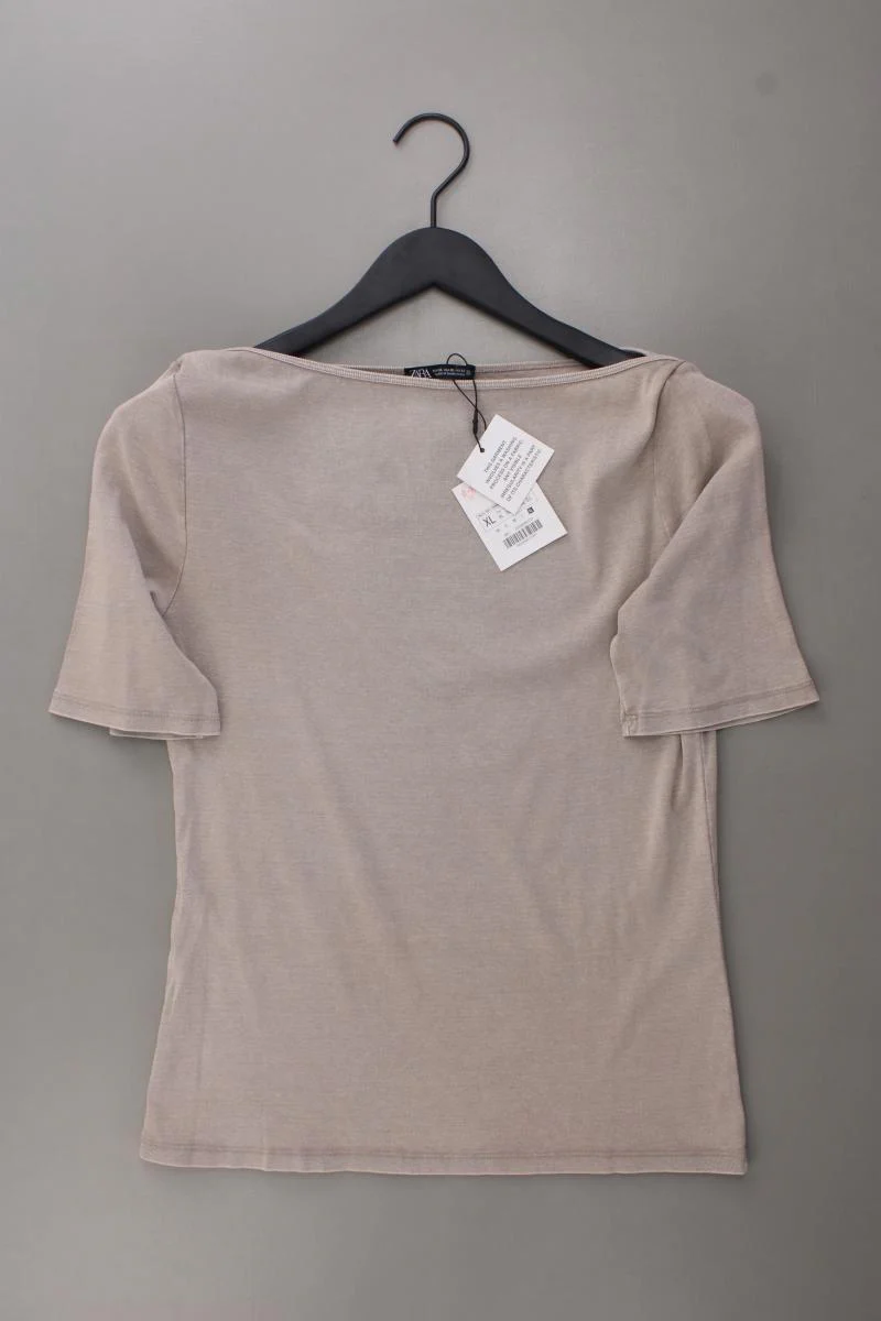 Zara T-Shirt Gr. XL neu mit Etikett Kurzarm creme aus Baumwolle