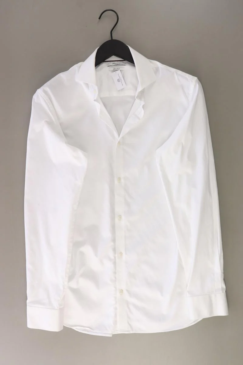 Jack & Jones Langarmhemd für Herren Gr. M weiß aus Baumwolle