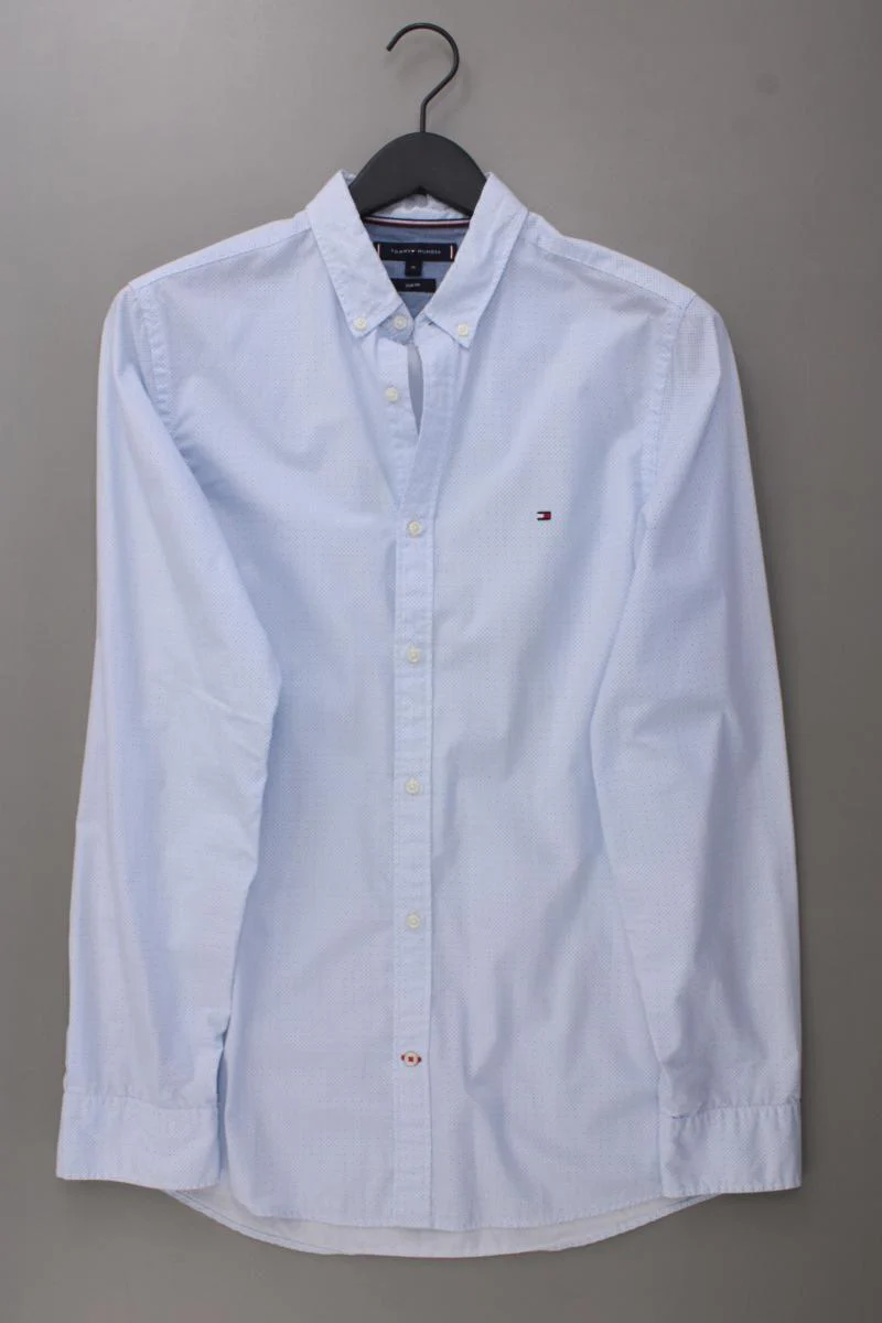 Tommy Hilfiger Langarmhemd für Herren Gr. M neuwertig blau aus Baumwolle