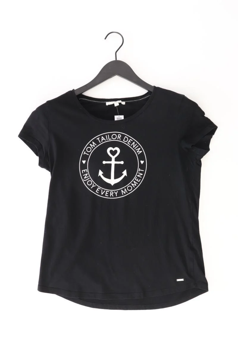 Tom Tailor (Denim) Printshirt Gr. S Kurzarm schwarz aus Baumwolle