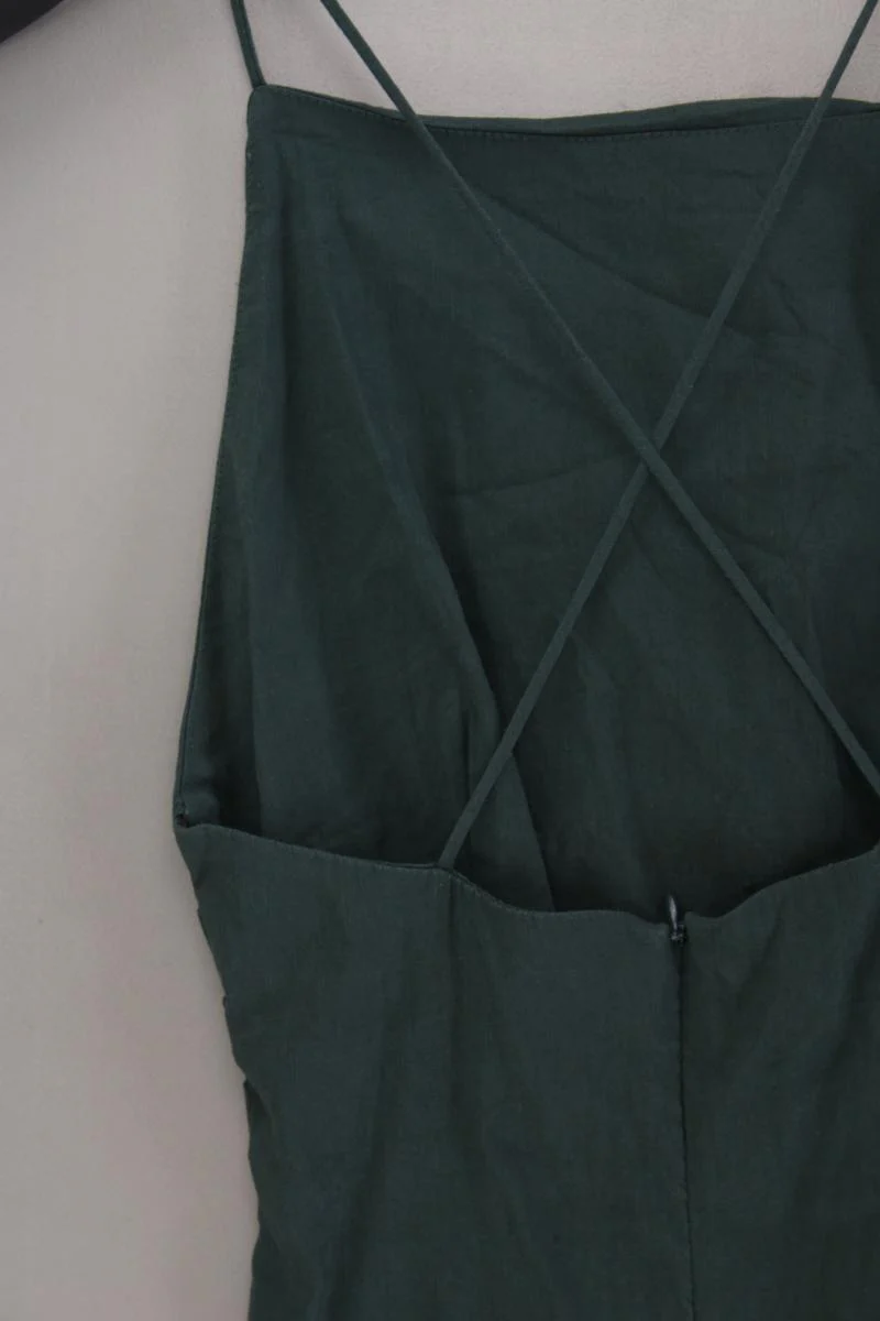 Zara Trägerkleid Gr. S olivgrün aus Leinen - Image 3