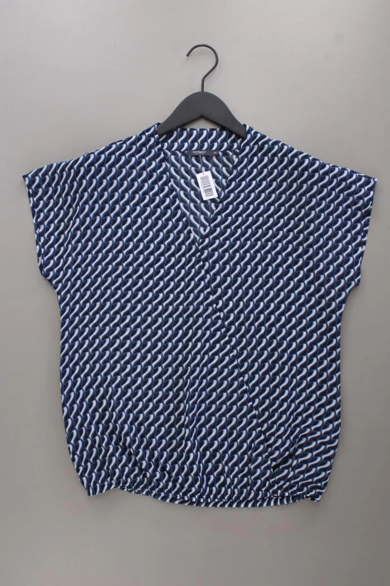 Manguun Kurzarmbluse Gr. 40 geometrisches Muster blau