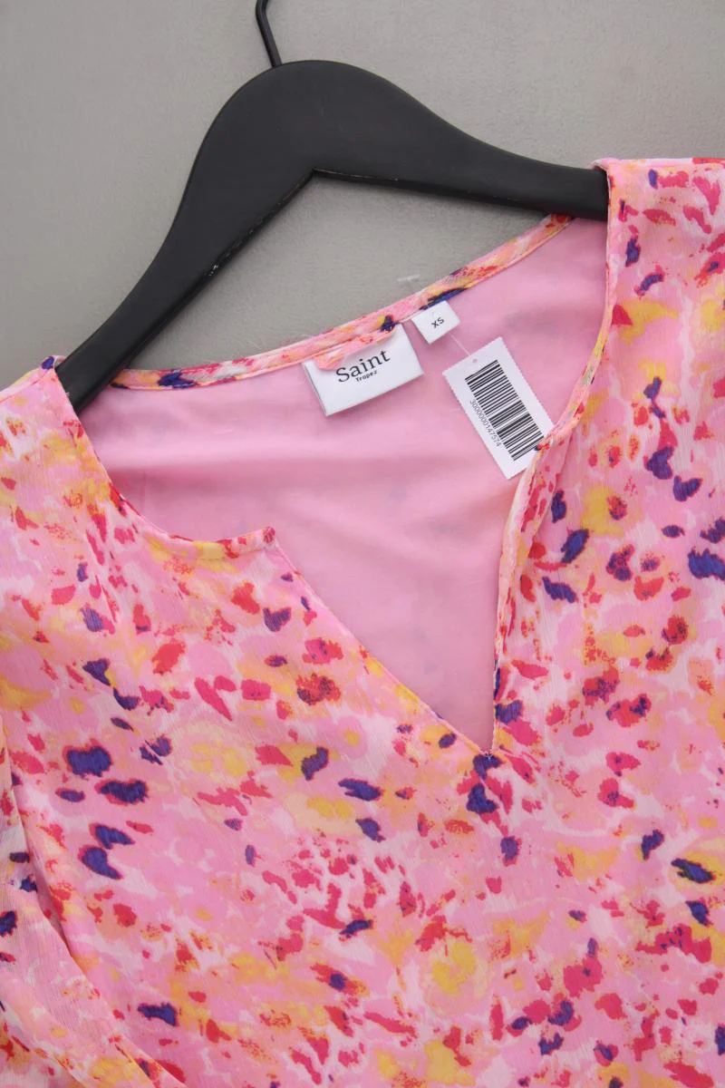 Saint Tropez Chiffonkleid Gr. XS mit Gürtel Kurzarm rosa aus Polyester - Image 2